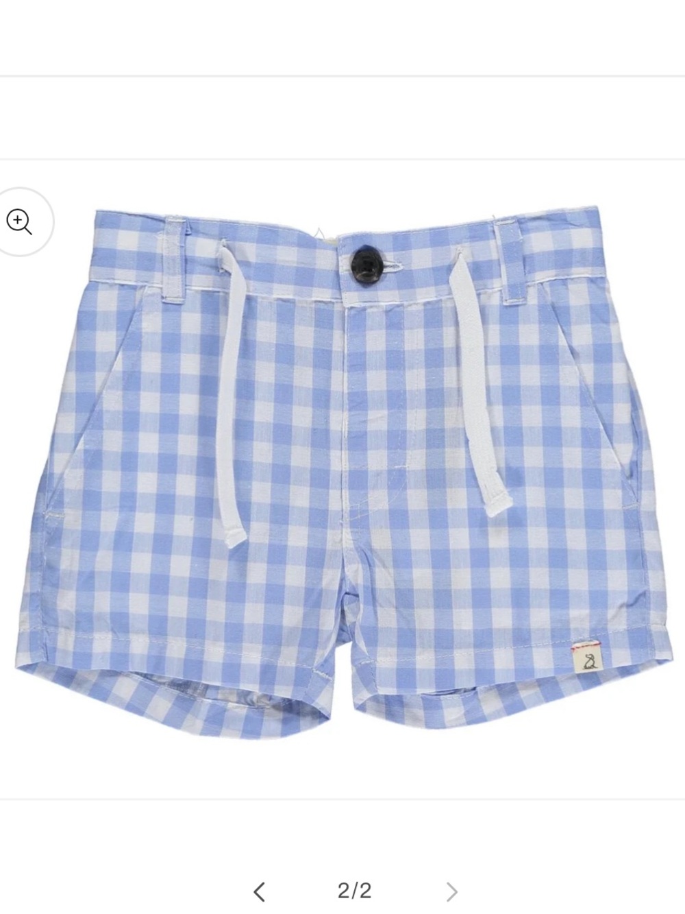 Me and Henry, London, -Light Blue Gingham Drawstring Shorts-size 12/18 months